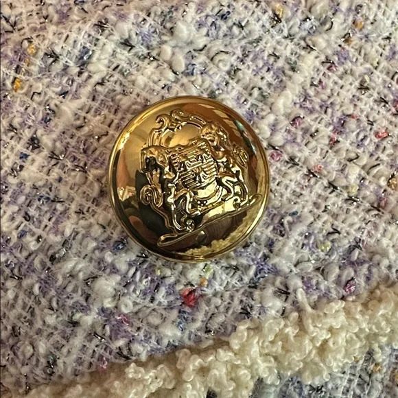 Isaac Mizrahi Boucle Tweed hip pockets lavender Cream short sleeve S Mini Dress - Picture 5 of 14